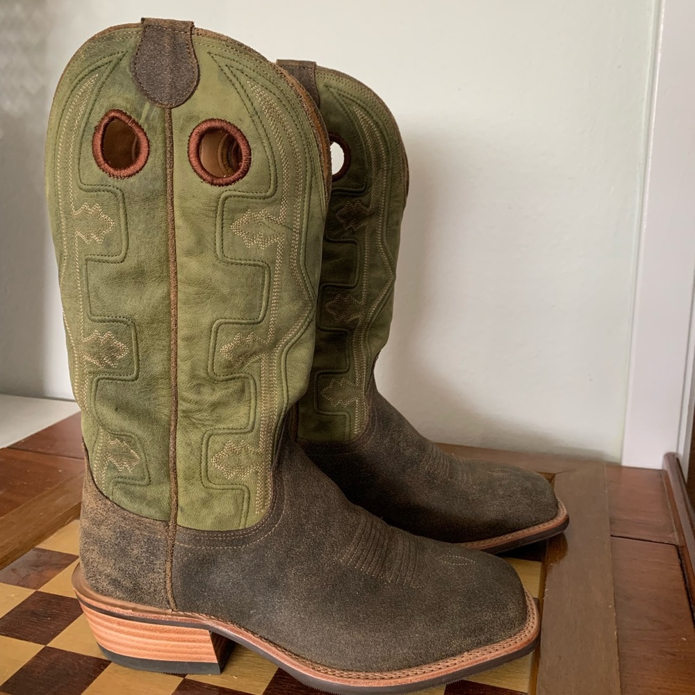 TECOVAS Green and Brown Western Cowboy Boots